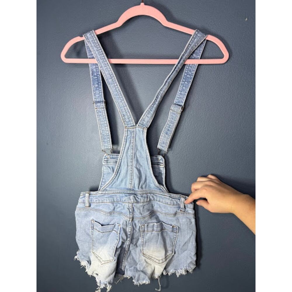 Tinseltown Jean Overalls Women's Size Small Light Wash Acid Wash Low Straps Y2K - Picture 2 of 11